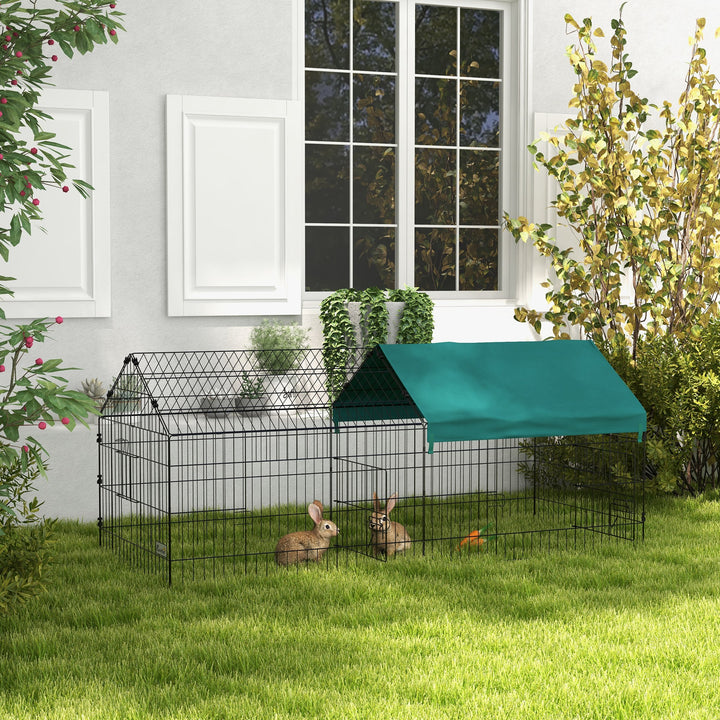 Gaiola para Animais Pequenos Gaiola para Roedores de Aço com Porta e Toldo para Coelhos Chinchilas Galinhas 185x75x75 cm Verde