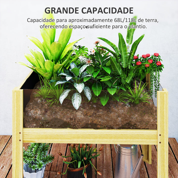 Floreira de Madeira Mesa de Cultivo com Painéis de Acrílico Floreira Elevada para Cultivo de Flores Vegetais em Jardim Varanda 75x46x60,5 cm Madeira