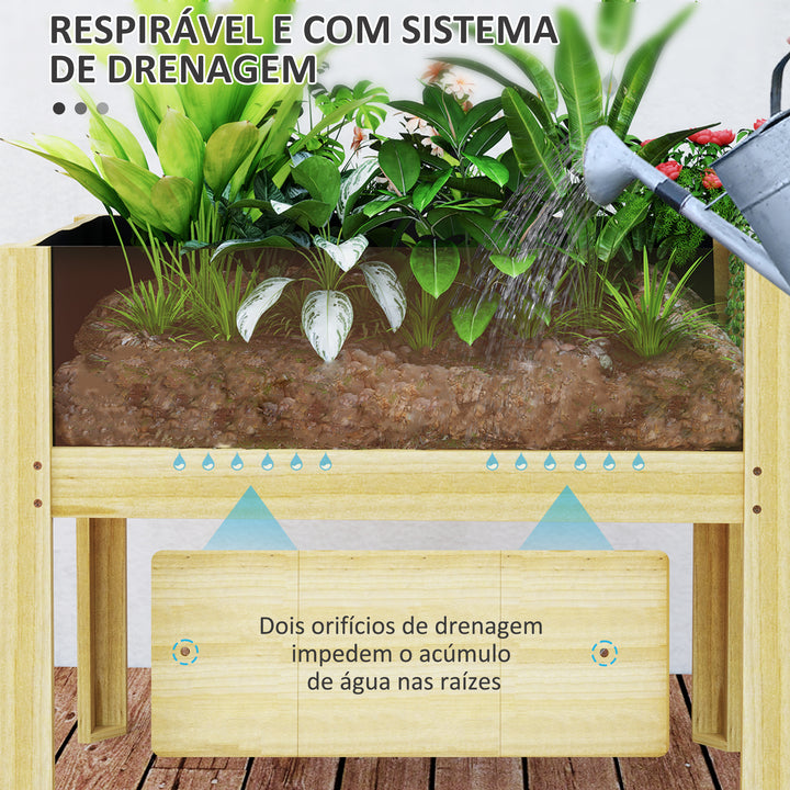 Floreira de Madeira Mesa de Cultivo com Painéis de Acrílico Floreira Elevada para Cultivo de Flores Vegetais em Jardim Varanda 75x46x60,5 cm Madeira