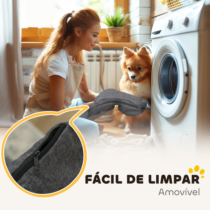 Cama para Cães Grandes Cama para Animais de Estimação com 2 Almofadas Cama para Cães com Base Antiderrapante Capa Amovível e Lavável 110x70x35 cm Cinza