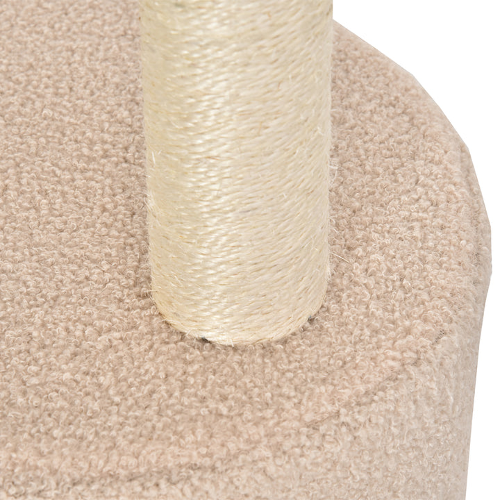 Arranhador para Gatos Altura 148 cm Arranhador para Gatos com Postes de Sisal 3 Plataformas Casa e Bola Suspensa Bege