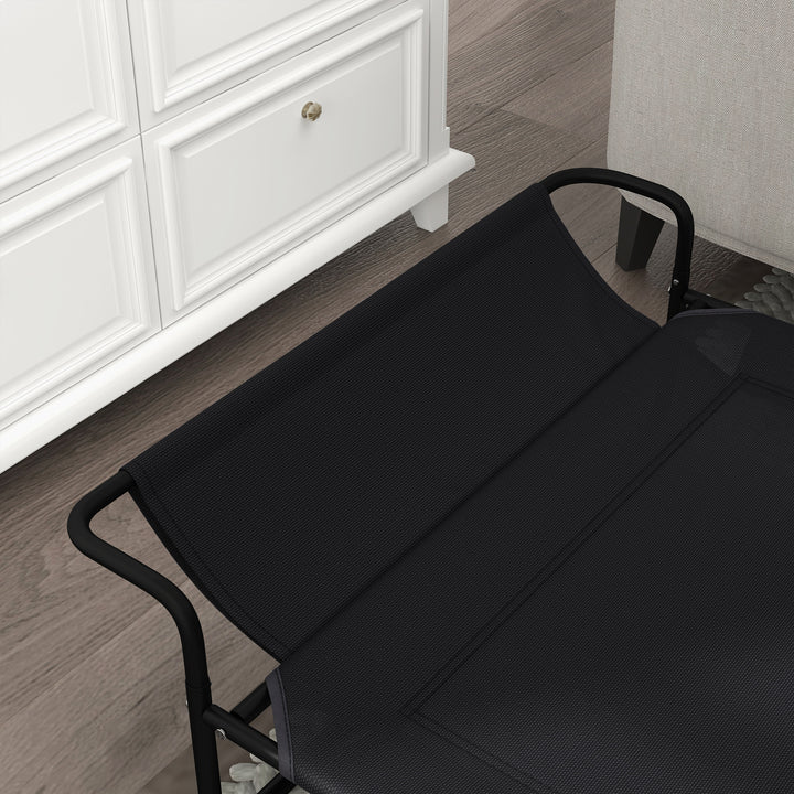Cama Elevada para Cães Respirável para Cães Pequenos 106x81x33 cm Tecido de Textilene Encosto Inclinável Estrutura Metálica Interior/Exterior Preto