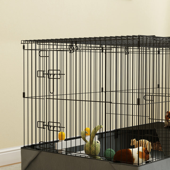 Gaiola para Animais Pequenos Gaiola para Roedores Gaiola para Coelhos com Tampa Amovível Recinto para Cobaias Ouriços 121x61x61 cm Preto