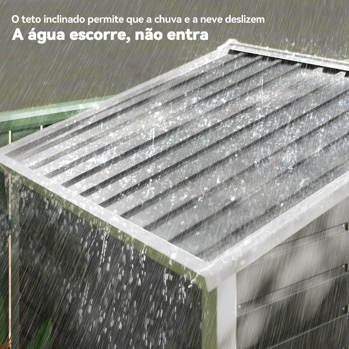 Abrigo de Jardim Exterior 2,36m² 213x120x194 cm Abrigo de Exterior com Base Reforçada (Piso NÃO Incluído) Portas de Correr Duplas Fechadura Janelas Cinza Escuro