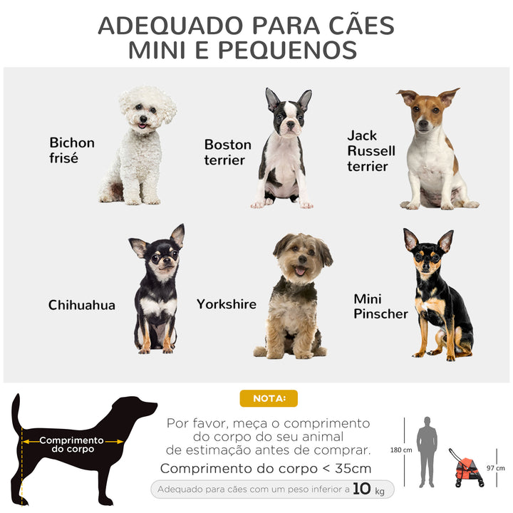 Carrinho para Animais de Estimação Dobrável Carrinho de Passeio para Cães e Gatos com Janela de Malha Almofada Lavável Arnês de Segurança e Estrutura de Aço 82x47x97cm Vermelho