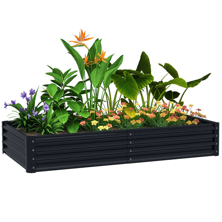 Caixa de Plantio de Aço Galvanizado Horta para Cultivar Plantas Flores Ervas Floreira Grande de Exterior Retangular com Fundo Aberto 180x90x30 cm Cinzento Escuro