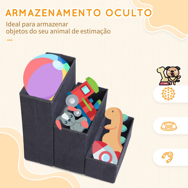 Escada para cães e gatos 3 etapas dobráveis com armazenamento destacável de 50 cm de altura