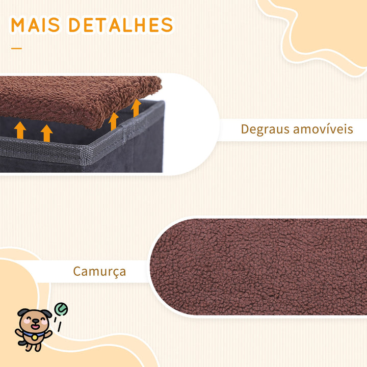 Escada para cães e gatos 3 etapas dobráveis com armazenamento destacável de 50 cm de altura