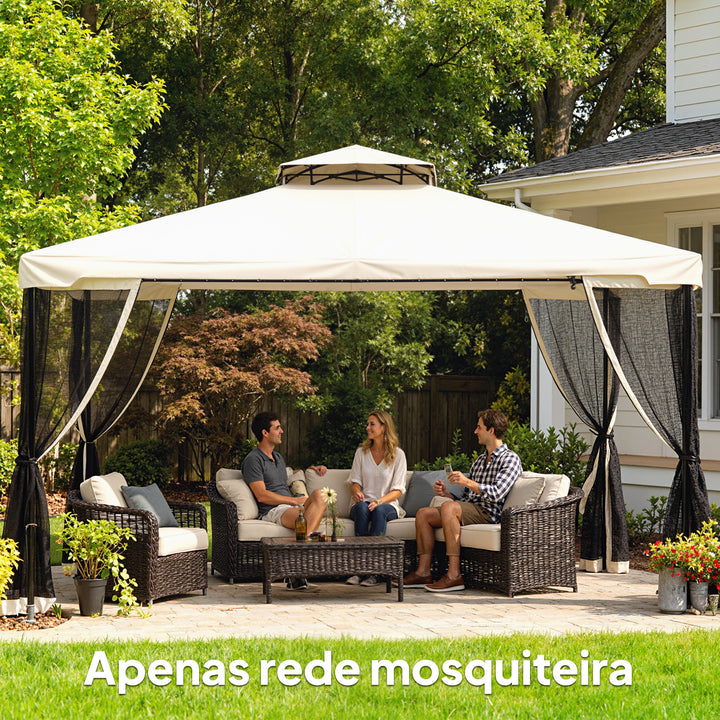 4 painéis laterais 335x207 cm para tenda de jardimmosquiteira para gazebo com zíperes e anéis preto