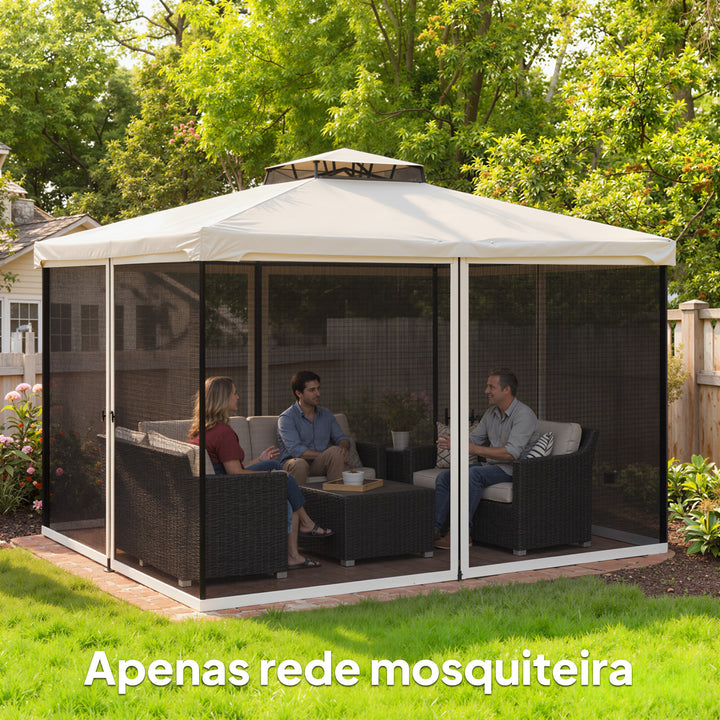 4 painéis laterais 335x207 cm para tenda de jardimmosquiteira para gazebo com zíperes e anéis preto