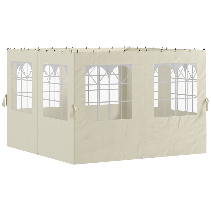4 Paredes Laterais para Tenda 3x3 m Laterais de Tenda com Ganchos 8 Janelas Proteção UV Substituição Lateral para Tenda de Jardim Exterior Festa Creme