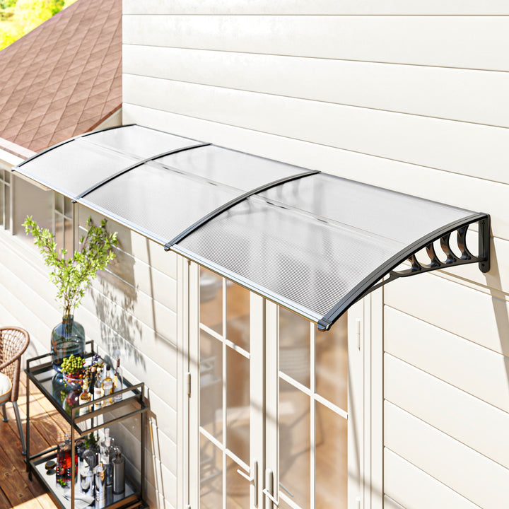 Cobertura telhado para portas janelas toldo Terraços de policarbonato de 5mm Transparente Proteção contra chuva e sol 90x295x25cm