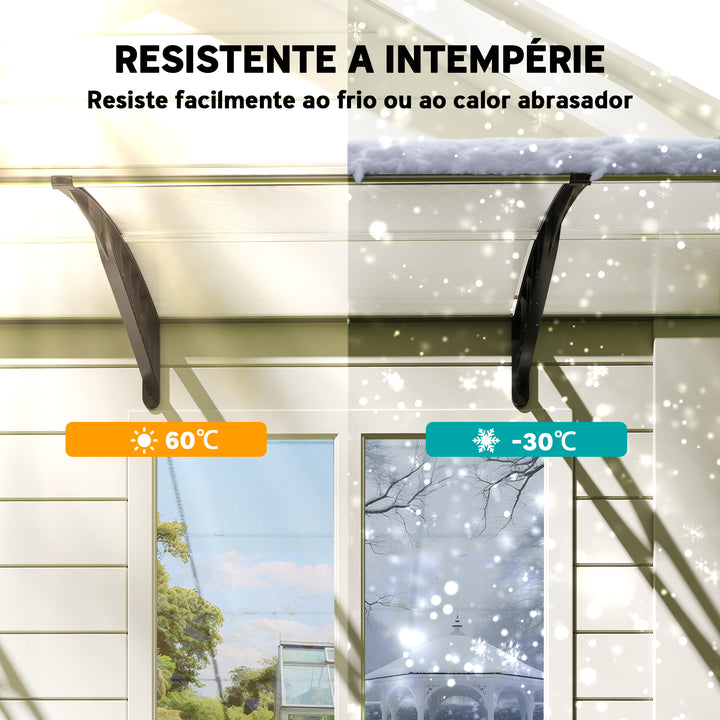 Cobertura telhado para portas janelas toldo Terraços de policarbonato de 5mm Transparente Proteção contra chuva e sol 90x295x25cm
