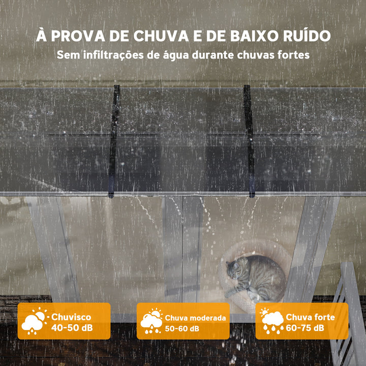 Cobertura telhado para portas janelas toldo Terraços de policarbonato de 5mm Transparente Proteção contra chuva e sol 90x295x25cm
