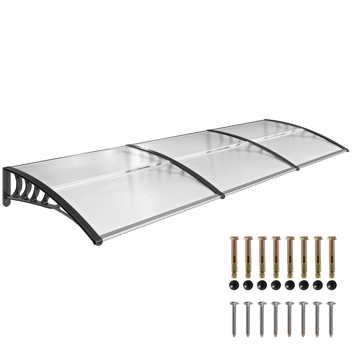 Cobertura telhado para portas janelas toldo Terraços de policarbonato de 5mm Transparente Proteção contra chuva e sol 90x295x25cm