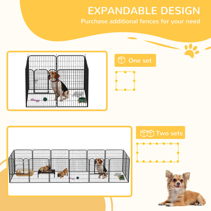 Parque para animais de estimação com 8 Varas Dobrável com Porta e Dupla Trava 79x100cm Preto