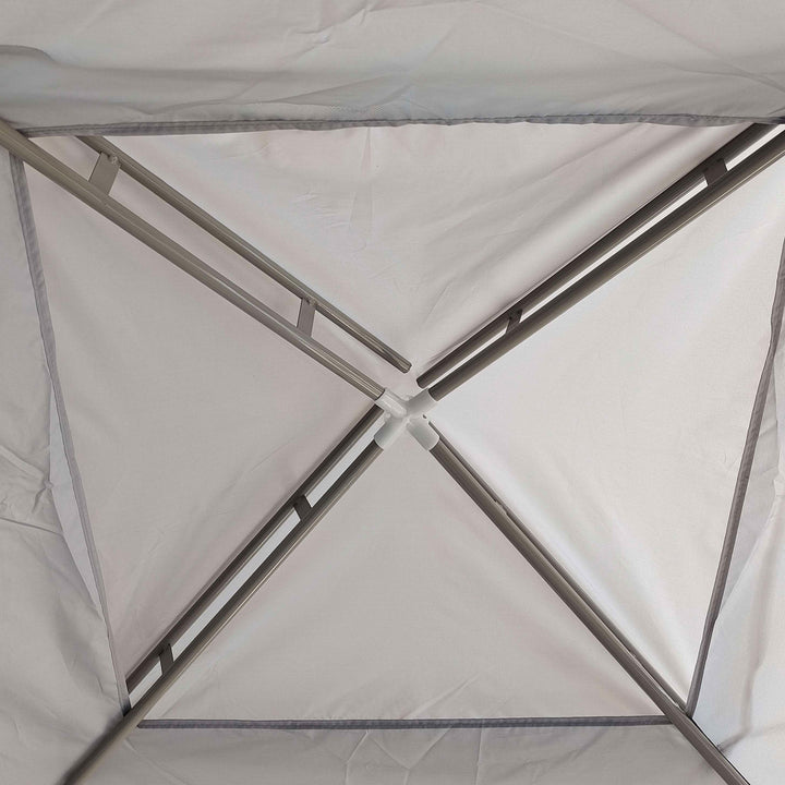 Pérgola de Jardim 297x297x268 cm Pérgola com 4 Redes Mosquiteiras Laterais com Fecho de Correr Teto de Ventilação e 8 Orifícios de Drenagem Pérgola para Terraço Pátio Exterior Cinza