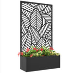 Biombo de Exterior com Floreira de Metal Floreira de Parede ou Independente para Cultivos de Plantas Flores para Jardim Varanda 61x23x113 cm Preto