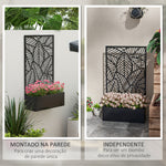 Biombo de Exterior com Floreira de Metal Floreira de Parede ou Independente para Cultivos de Plantas Flores para Jardim Varanda 61x23x113 cm Preto