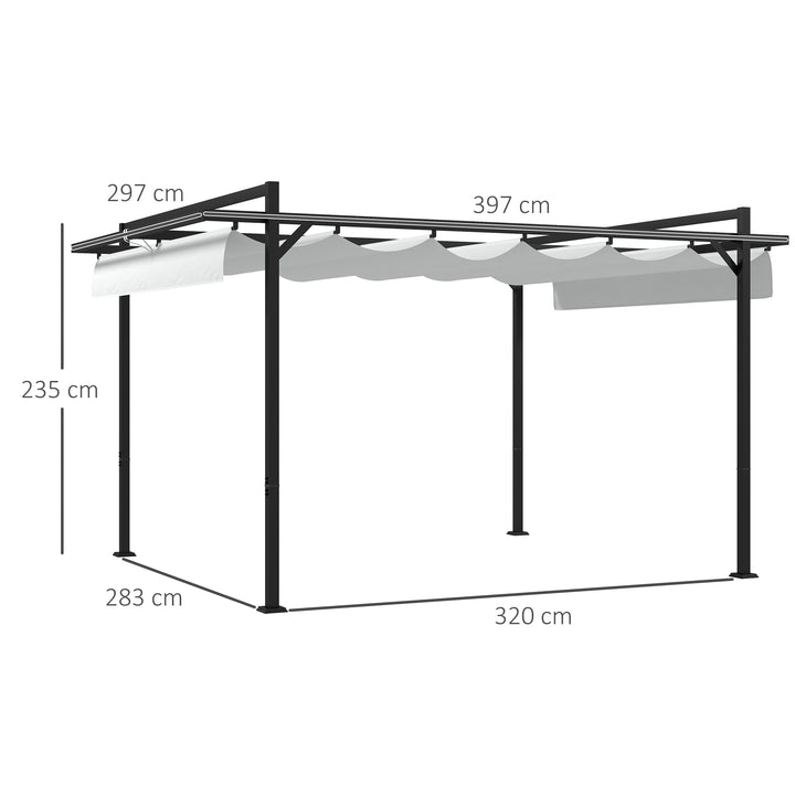 Pérgola 3x4 Pérgola de Jardim com Teto Retrátil de Poliéster e 12 Orifícios de Drenagem Pérgola para Pátio Varanda Exterior Branco