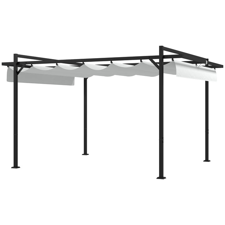 Pérgola 3x4 Pérgola de Jardim com Teto Retrátil de Poliéster e 12 Orifícios de Drenagem Pérgola para Pátio Varanda Exterior Branco