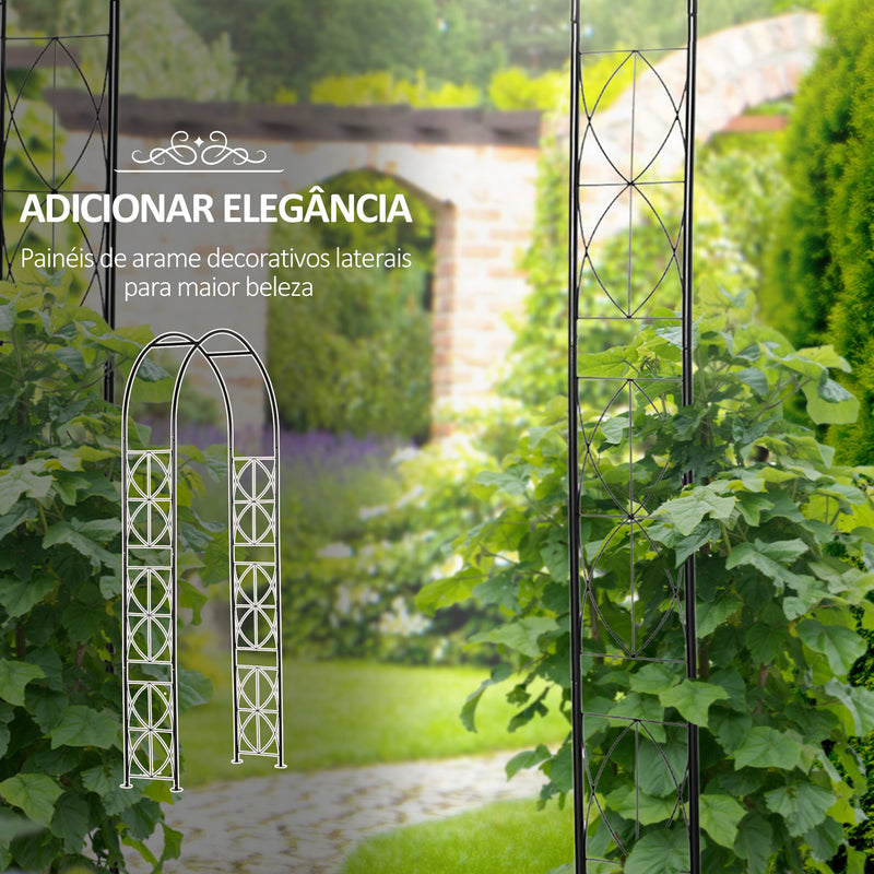 Arco de Jardim de Metal Arco Decorativo com Desenho de Treliça para Plantas Trepadeiras para Decoração Pátio Terraço 114x30x230 cm Preto