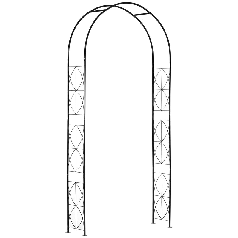 Arco de Jardim de Metal Arco Decorativo com Desenho de Treliça para Plantas Trepadeiras para Decoração Pátio Terraço 114x30x230 cm Preto