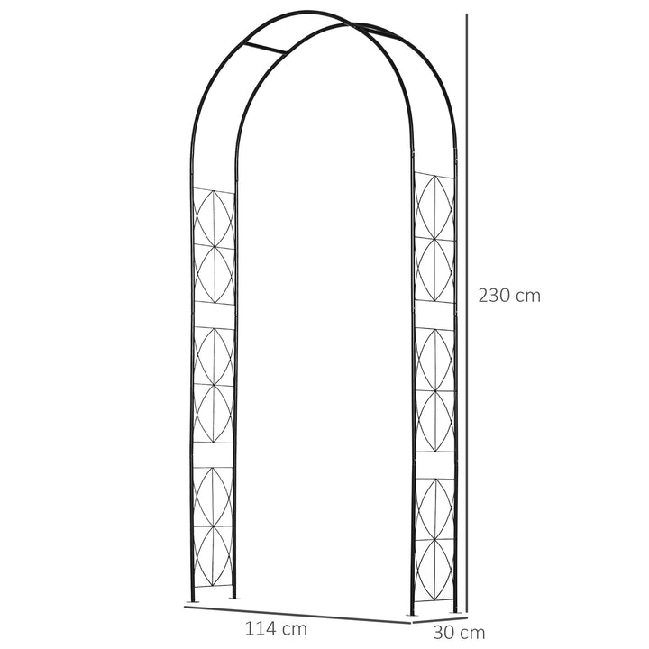 Arco de Jardim de Metal Arco Decorativo com Desenho de Treliça para Plantas Trepadeiras para Decoração Pátio Terraço 114x30x230 cm Preto