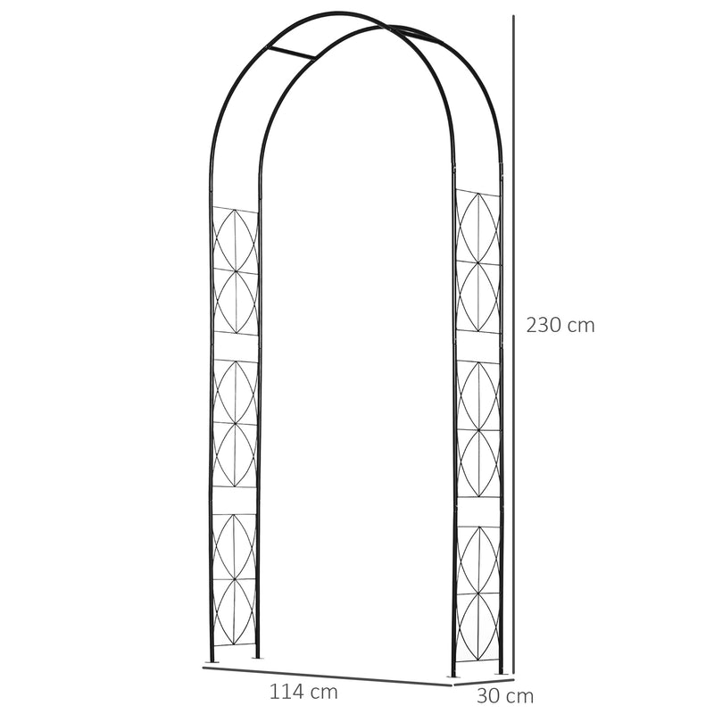 Arco de Jardim de Metal Arco Decorativo com Desenho de Treliça para Plantas Trepadeiras para Decoração Pátio Terraço 114x30x230 cm Preto