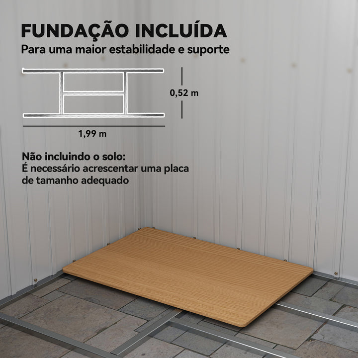 Abrigo de Jardim 213x130x173 cm Abrigo de Exterior de Aço Galvanizado com Porta Corredeira e Ventilações para Armazenamento de Ferramentas Cinza Escuro