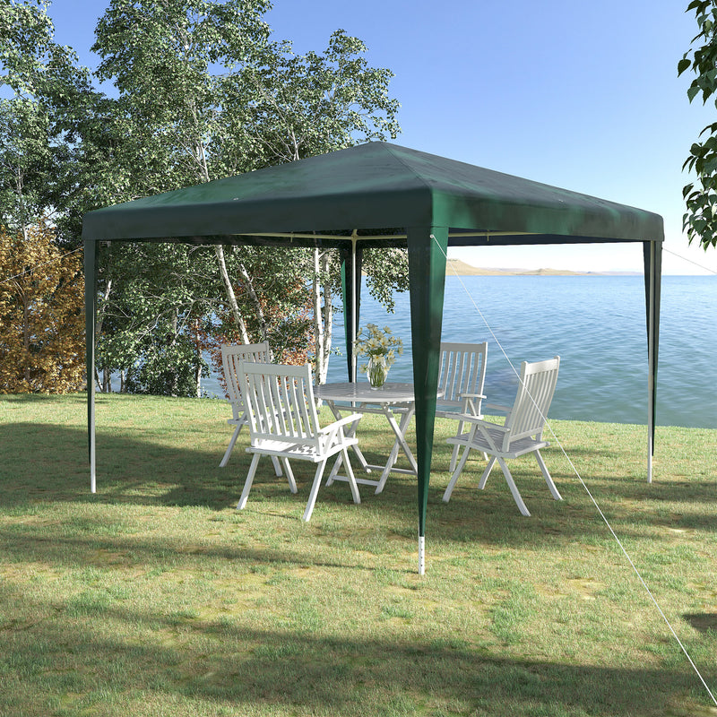 Tenda Desmontável 3x3 m Tenda de Jardim com 4 Orifícios de Drenagem e Estrutura de Aço para Varanda Pátio Exterior Campismo Verde