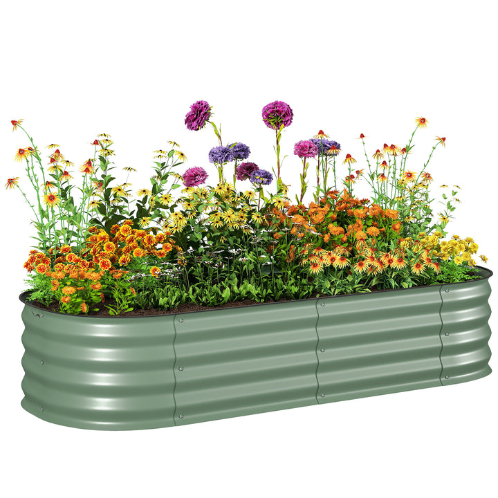 Caixa de Plantio de Exterior Grande em Aço Galvanizado para Cultivo de Plantas Floreira Exterior com Bordas de Segurança Montagem Fácil Resistente às Intempéries 150x62x30 cm Verde