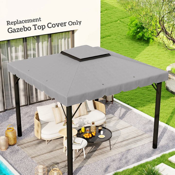 Toldo de Substituição para Pérgola 300x300 cm Teto de Substituição para Pérgolas Exterior com Duplo Teto e 8 Orifícios de Drenagem Cinza Claro