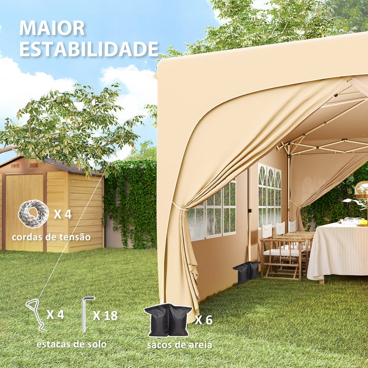 Tenda Dobrável tenda 3x6 m com Painéis Laterais UPF50+ Tenda de Jardim com Altura Ajustável e Bolsa de Transporte para Campismo Festas Pátio Areia