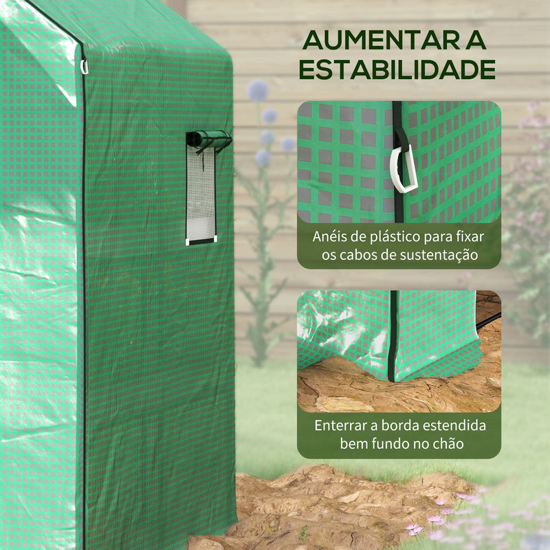 Cobertura para Estufa 140x143x190 cm Cobertura de Substituição para Estufa com Janela, Porta com Fecho Éclair Anti-UV, Proteção de Plantas para Jardim, Verde