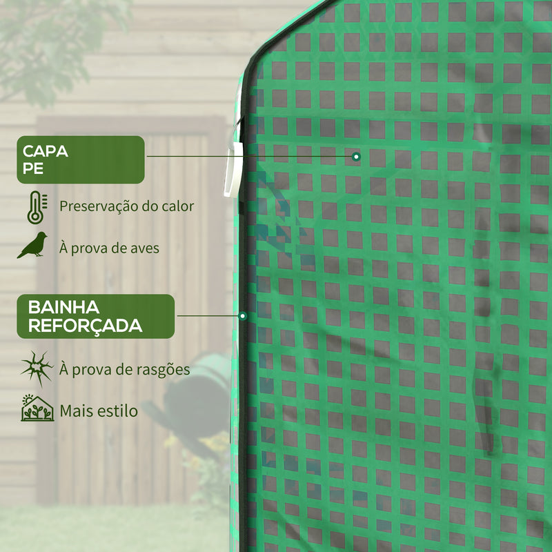 Cobertura para Estufa 140x143x190 cm Cobertura de Substituição para Estufa com Janela, Porta com Fecho Éclair Anti-UV, Proteção de Plantas para Jardim, Verde