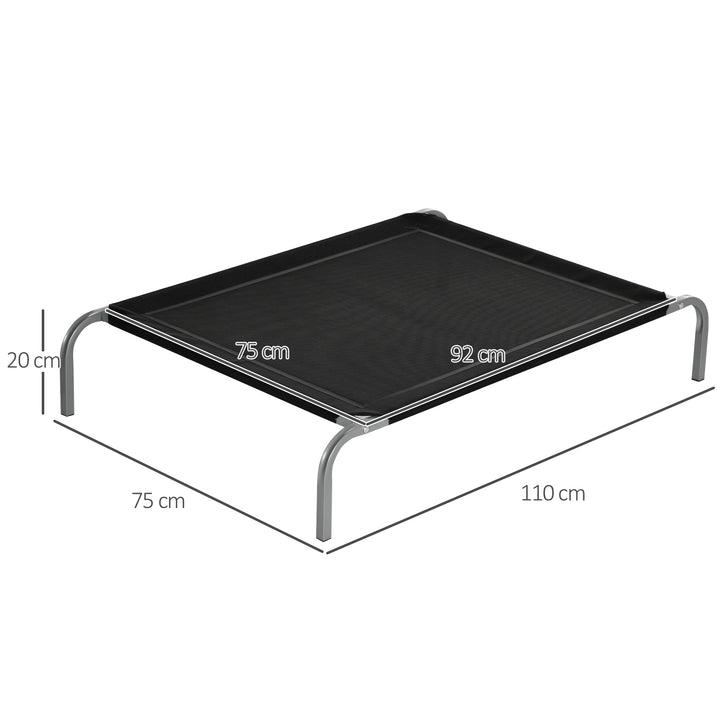 Cama Elevada para Animais de Estimação Cama para Cães e Gatos Desmontável Tecido Textilene Exterior Jardim Terraço 110x75x20 cm Preto