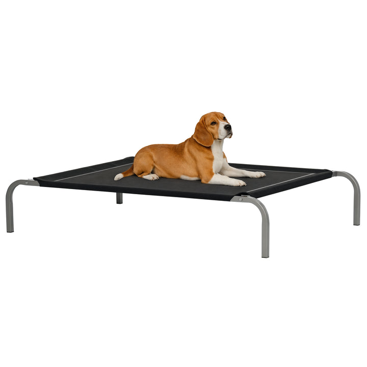 Cama Elevada para Animais de Estimação Cama para Cães e Gatos Desmontável Tecido Textilene Exterior Jardim Terraço 110x75x20 cm Preto