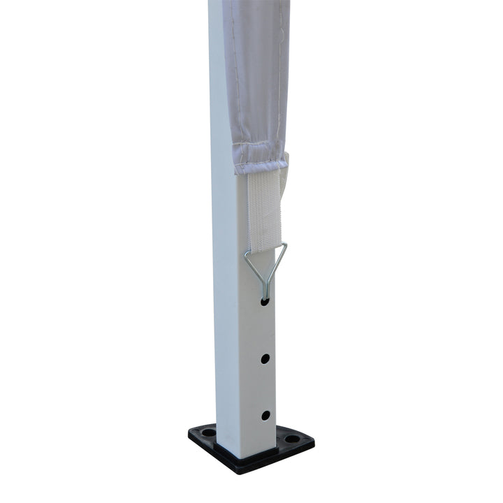 Tenda Dobrável 2,95x2,95 cm com Bolsa de Transporte Altura Ajustável Anti-UV e Impermeável para Terraço Pátio e Praia Branco Prateado