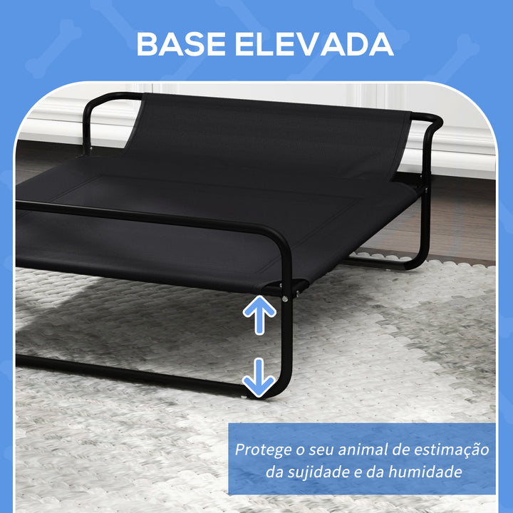 Cama Elevada para Cães Respirável para Cães Pequenos 91x69x29 cm Tecido de Textilene Apoio de Cabeça Inclinado Estrutura Metálica Interior e Exterior Preto