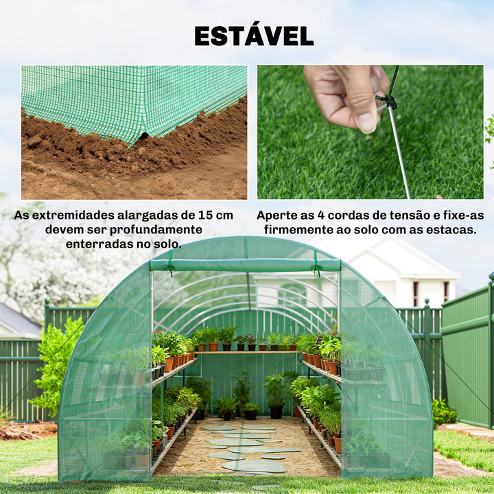 Estufa para Terraço ou Jardim - Cor Verde - Aço Polietileno - 8x3x2 m