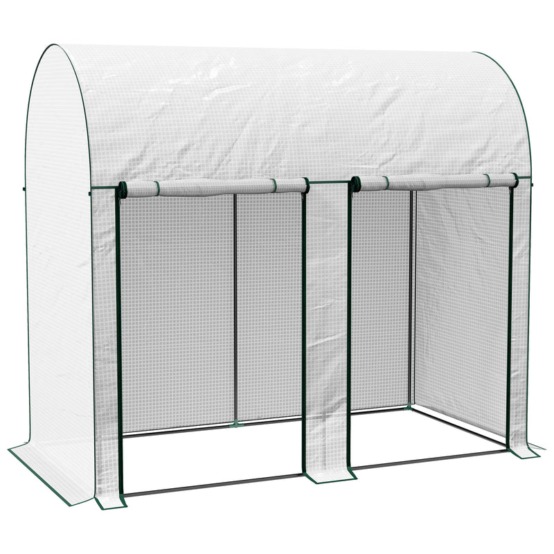 Estufa Pequena Estufa de Exterior com Porta Dupla com Fecho de Correr e Cobertura de PE para Cultivar Plantas Flores 200x100x178 cm Branco