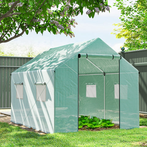Estufa tipo Túnel 2x3x2 m Estufa de Exterior com 4 Janelas de Malha e Porta com Fecho de Correr Estufa para Cultivos Anti UV para Pátio Jardim Verde