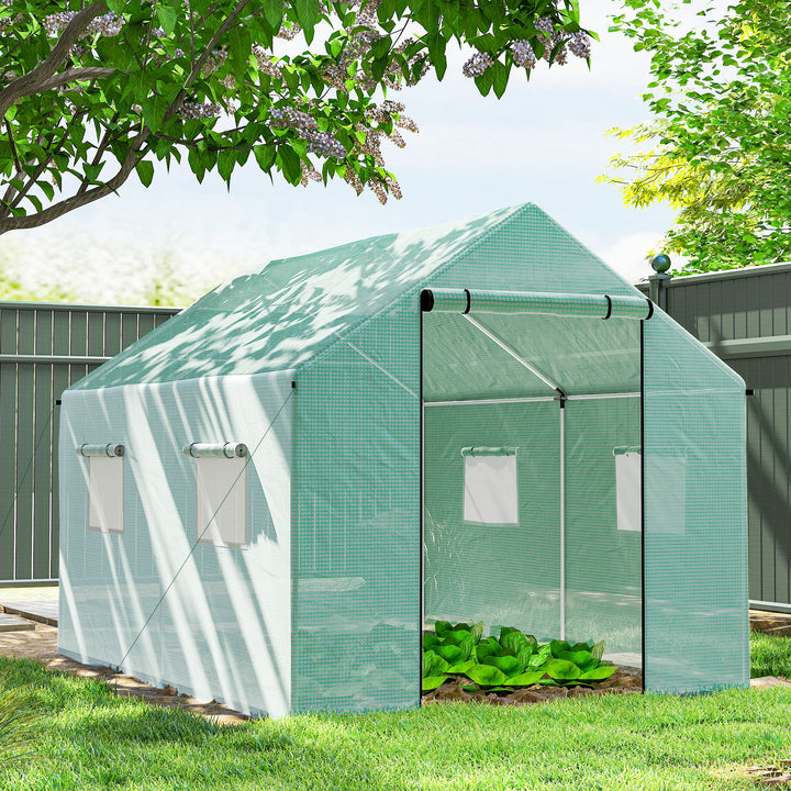 Estufa tipo Túnel 2x3x2 m Estufa de Exterior com 4 Janelas de Malha e Porta com Fecho de Correr Estufa para Cultivos Anti UV para Pátio Jardim Verde