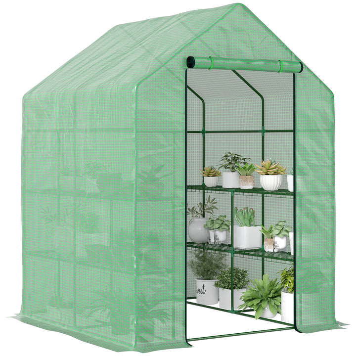 Estufa de Jardim Estufa para Plantas com Prateleiras 143x138x190cm Estrutura de Aço Jardinagem Verde