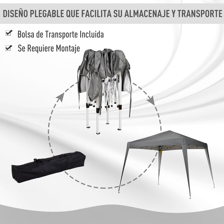Tenda Dobrável 297x297x250 cm Tenda com Desenho Pop Up para Jardim Campismo Festas Eventos Aço e Oxford Cinza
