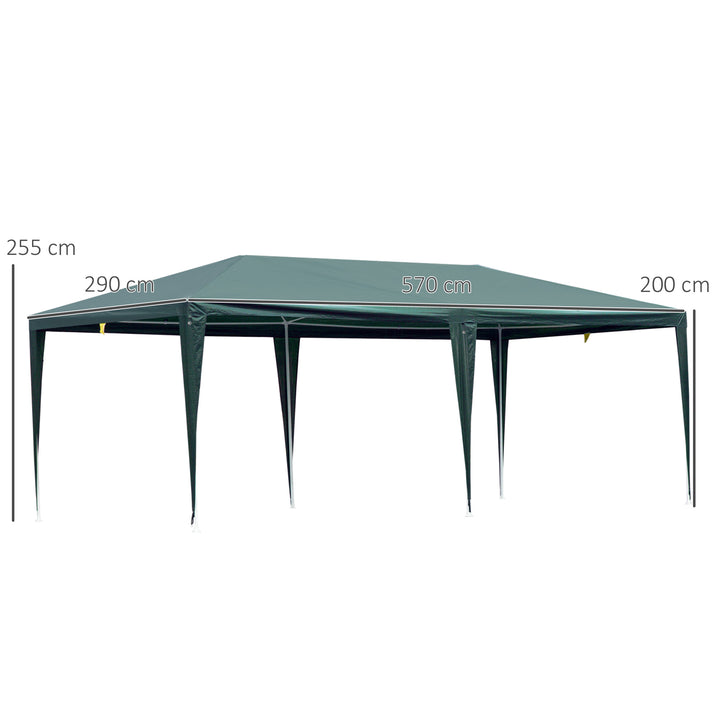 Tenda de Jardim 6x3 m Tenda Desmontável de Exterior com 6 Mosquiteiras Laterais 2 Postas com Fecho de Correr e Janelas para Pátio Praia Verde