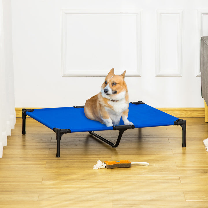 Cama Elevada para Cães Respirável para Cães Elevada para Cães Grandes com Tecido Oxford e Estrutura de Metal para Interior e Exterior 92x76x18 cm Azul
