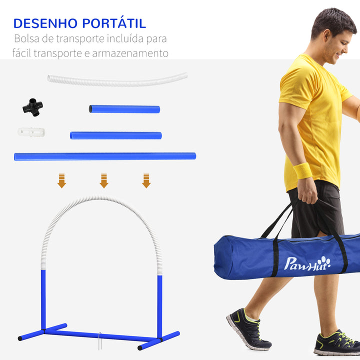 Conjunto de Treinamento de Agilidade para Cães com 4 Peças Jogo de Agilidade para Cães com Bolsa de Transporte para Treino Branco e Azul