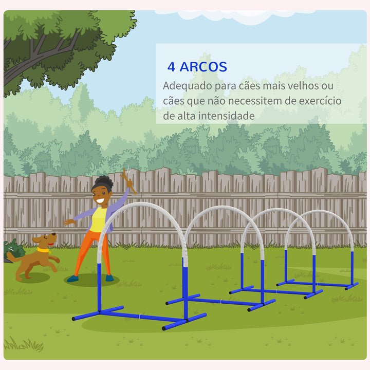 Conjunto de Treinamento de Agilidade para Cães com 4 Peças Jogo de Agilidade para Cães com Bolsa de Transporte para Treino Branco e Azul